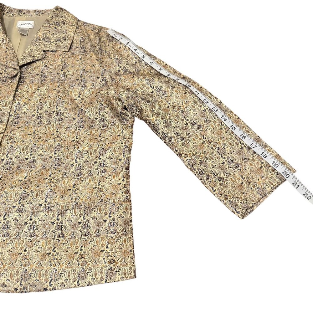 Chico's Women's Metallic Gold Jacquard Tandie Blazer Jacket Size 2 (US L/12) - Picture 10 of 12
